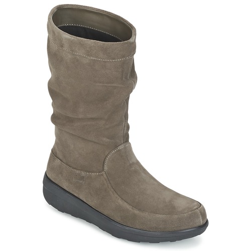 FitFlop LOAF SLOUCHY KNEE BOOT SUEDE Taupe - delivery | Spartoo NET ! - Shoes Mid boots USD/$128.80