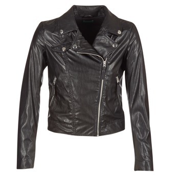 Clothing Women Leather jackets / Imitation le Benetton FAJOLI Black