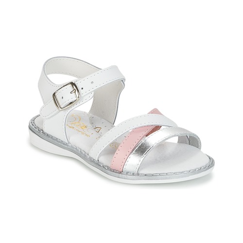 Shoes Girl Sandals Citrouille et Compagnie IZOEGL White / Silver / Pink