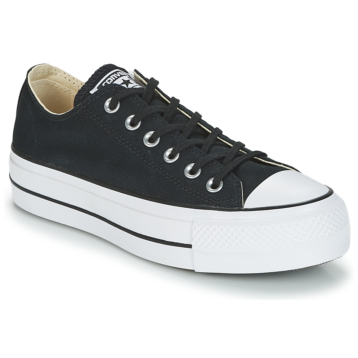 Converse Women's Chuck Taylor All Star Lift Clean Sneaker,  Black/Black/White, 5.5