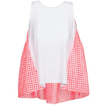 material Women Tops / Sleeveless T-shirts Manoush AJOURE CARRE White / Pink
