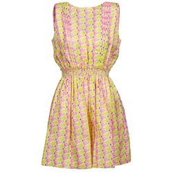 material Women Short Dresses Manoush FLAMINGO Pink / Fluorescent / Yellow