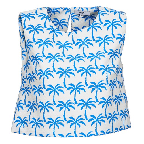 material Women Tops / Sleeveless T-shirts Suncoo LANA White / Blue
