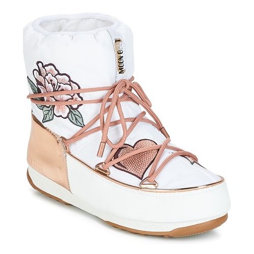 Shoes Women Snow boots Moon Boot PEACE & LOVE WP White / Pink / Gold