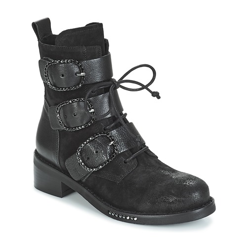 Casual Attitude Leather Rijones Mid Boots in Black Womens Shoes Boots Ankle boots 